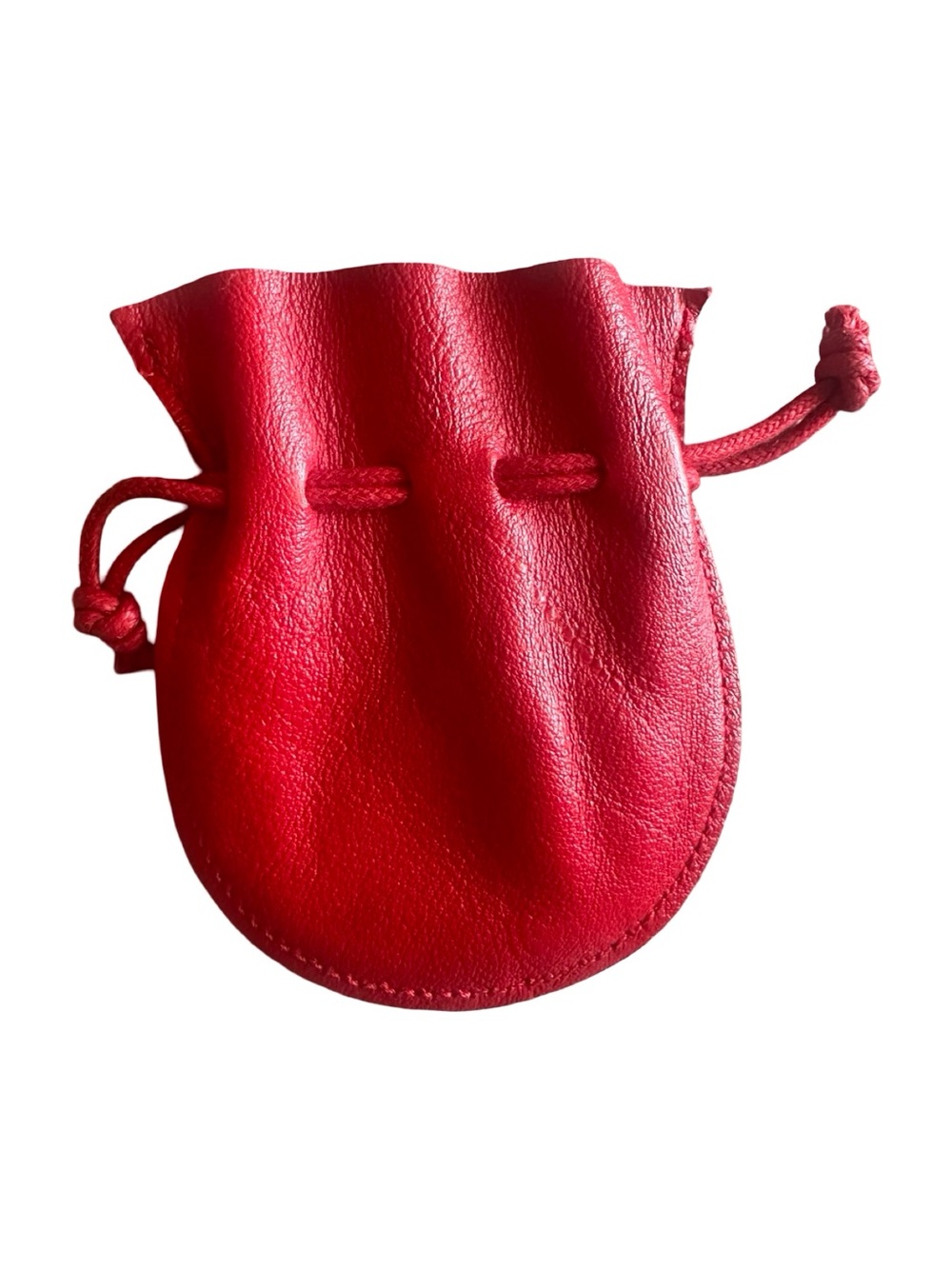Red Leather Drawstring Pouch - Picture 2 of 5